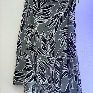 Women's Green Leaf Print Ruffle Hem Skirt